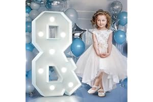 MIXIFOX 90cm Bianco Lettere Luminose,Decorazioni Compleanno Lettere Luminosi Giganti Compleanno,Lettere Grandi con LED,Decorazioni Festa Nozze Anniversario,Addobbi Compleanno,Lettera Luminosa,Lettera &