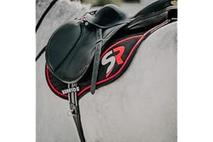 SUNRIDE Jumping saddle cloth for horses - mesh material as additional ventilation against heat build-up, easy to clean and dimensionally stable (full, black/red)