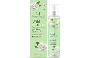 Botanic Hearth Wild Jasmine Haar- und Körperparfümnebel mit Hyaluronsäure, alkoholfrei, lang anhaltendes, feuchtigkeitsspendendes Körper- und Haarspray, 100 ml