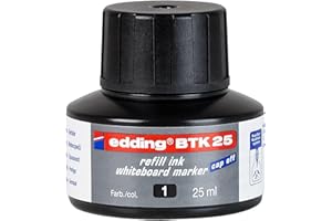 edding BTK 25 tinta de recarga para marcador de pizarra blanca - negro - 25 ml - con sistema de dosificador por goteo para una recarga rápida de casi cualquier marcador de pizarra blanca edding