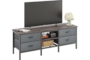 CAIYUN TV Stand with Storage, TV Table 55 Inch with Drawers for 60 65 Inch TV, TV Console Table, TV Bench for Living Room, Bedroom(Grey,55 Inch)