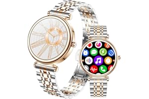 TAYSHILEY Or Rose Smartwatch pour Femmes Écran Couleur 1,27 Tracker d’Activité Étanche, Moniteur de Fréquence Cardiaque et Sommeil, Compatible Android et iOS (Or Rose Bicolore)