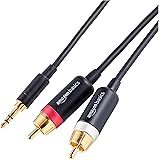 Amazon Basics Cavo adattatore da 3.5 mm a 2 RCA Ausiliario maschio, 4.6 m / 15ft, Nero