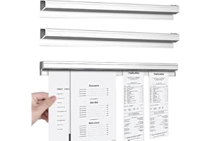 VIDACHARMY Barra de Pedidos, Soporte Sujeción Hosteleria Notas Tickets Gastronomía Portabilletes de Aluminio Autoadhesivo Clip Porta, Barra para Sujeción de Notas Aluminio para Restaurant Cafes Pubs Bars, 30cm