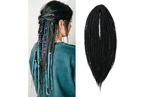 Dsoar 24 Pollici 10 Fili/Confezione Estensioni di Dreadlock Sintetici Sottili 0,6cm Capelli Intrecciati All'Uncinetto Morbidi Dreadlocks A Doppia Estremità Stile Hippie Reggae Hip-Hop