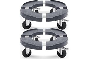 Humagineer Schwerlast-Pflanzenroller Grau Tragkraft 220KG, Rollbrett Pflanzen Outdoor und Indoor mit 76mm Rollen mit Bremse,Rollbrett rund verstellbar 38CM-48CM für Blumentopf und Sonnenschirme,2 Pack