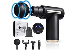 DITTYBUY Mini pistolet de massage, pistolet de massage avec 4 têtes de massage, appareil rechargeable pour soulager les douleurs musculaires, épaules, corps, dos, relaxation, cadeaux