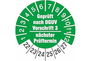 KAUFDEINSCHILD 1000 Stück nächster Prüftermin - geprüft nach DGUV Vorschrift 3 Prüfetiketten/Prüfplaketten 30 mm rund 2022-27