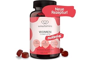 ‎WOWTAMINS wowtamins WOMEN Complete zuckerfrei - leckere Multivitamin Fruchtgummis (120 Stück) mit 500 µg Biotin und Eisen - 13 Vitamine, Omega 3s & mehr (1er Pack)