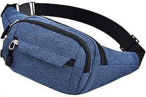 MultiValue Marsupio, Marsupio da Uomo Multifunzionale di Grande Capacità Unisex Marsupio Tracolla con Cintura a Tracolla Regolabile con Zip per Escursioni a Piedi (Blu)