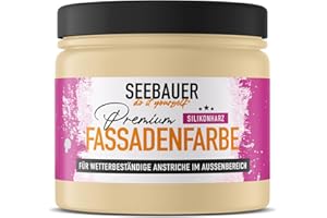 SEEBAUER diy Silikonharz-Fassadenfarbe Gelb 300ML für Außen (No. 438 Pineapple Juice) Selbstreinigende Fassadenfarbe mit Lotuseffekt - Geeignet für Putz, Mauerwerk und Beton