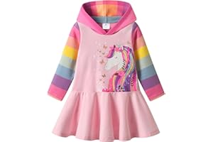 VIKITA Felpe con Cappuccio Vestito Cotone Bambine e Ragazze