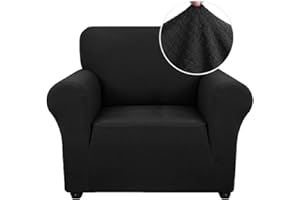 Ystyle Elastyczny Pokrowiec Na Sofę 1-Osobową, Uniwersalny Pokrowce Na Kanapę Z Podłokietnikami, Antypoślizgowy Narzuty Na Sofę, Zmywalny Ochraniacz Na Kanapę Dla Psów Kota, Czarny