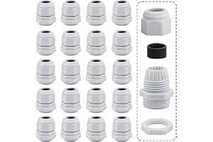 SANROLAX Pack of 20 Cable Glands M20 Adjustable Cable Grommet Waterproof with Nut for Attaching Cable Glands for Outdoor Garden Garage Junction Box