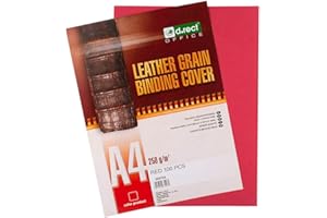 D.RECT Tylne Okładki do Bindowania A4 – Karton 250 g/m² o Strukturyzowanej Skórzanej Fakturze – Zestaw 100 Sztuk – Czerwone Okładki Introligatorskie do Oprawy Dokumentów