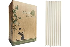 DINGZAN Largo Bubble Tea Pajitas in Fibra de Bambú 23 cm x 10 mm, Pack de 180 Jumbo Pajita Desechable para Boba Smoothies Milkshakes