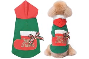 DURDIIY Sudaderas con Capucha para Perro Disfraces con Campanas y Lazos para Perros Ropa Navideña para Perro y Gato Invierno Cálido Abrigos y Chaquetas para Perros Disfraces de Navidad para Perros Mascotas