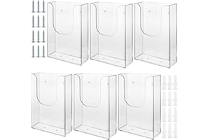 JMIATRY 6 Pack A6 Wall Mounted Document Holder, Clear Portrait Wall Mountable Menu Leaflet Holder, Acrylic Wall Mounted Magazine Racks for Restaurant Menu Office Files Magazine