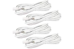 LitaElek 4pcs 1m 22AWG DC 12V Câble d'extension Prise DC 5,5mm x 2,1mm DC 0-36V Cordon d'alimentation Rallonge électrique Mâle à Femelle pour Moniteur de Voiture, Caméra CCTV, Bande LED, Blanc