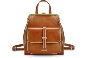 ECOSUSI Petit Sac à Dos pour Femme Vintage Sac à main Sac Epaule femme Sac Porté Dos Chic Fille en Cuir PU