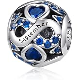 HappyStar Birthstone Charms 925 Silver Pendant Charms for Bracelets, Compatible Pandora Bracelets Silver European Women for W