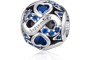 HappyStar Birthstone Charms Colgante de plata 925 Abalorios para pulseras, Compatible Pandora Pulseras plata mujer Europeos para mujeres Original Piedra Natal Encantos