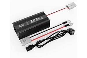 Power Queen LiFePO4 - Cargador de baterías de Litio, LiFePO4 automático, Adecuado para baterías de Litio de 12 V/24 V (14.6V20A Charger)