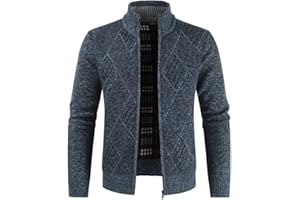 Sliktaa Uomo Cardigan Cappotto Invernale Foderato in Pile Caldo Maglione Cardigan