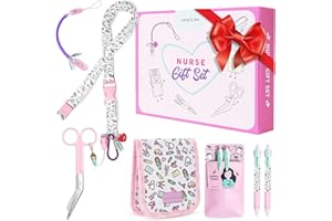 Nurse is Love Set 5 Pzas. Regalos Enfermera Original Y TCAE | Tijeras Enfermeria + Salva bolsillos Enfermeria + Bolígrafos 4 Tintas + Organizador De Bolsillo + Lanyard + Porta Tijeras | Accesorios
