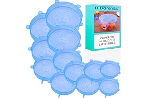 DIDARENBA Coperchi in silicone estensibile 12 pezzi dimensioni diverse lavabili in lavastoviglie coperchio tappi silicone blu