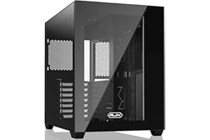 RAIJINTEK Paean C7 Schwarz, ATX PC-Gehäuse, Doppelkammer-Design, Seitenwand aus gehärtetem Glas, Front-I/O-USB-Typ-C-Anschluss, unterstützt 360 mm Heizkörper, schwarz (0R20B00222)