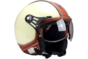 BNO-PL28 Jethelm Beige glänzend + Braun, Motorradhelm, Schutzhelm Helm S - XL