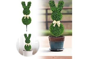 SZXLSP Künstlicher Formschnittbaum in Hasenform, Osterhasen-Formschnittbäume, Buchsbaum-Formschnitt-Pflanze für Zuhause, Bunny Topiary, Hasen-Topiary, Hasenformschnitt-Baum, Innen-und Außenbereich (B)