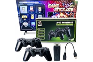 Kulturdenda Game Stick Lite 4K, 20.000 juegos con 2 mandos inalámbricos – Consola retro HDMI con miles de juegos clásicos preinstalados, soporta 4K HD, plug & play, ideal para TV y proyectores