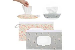 Tyqour Lot de 2 porte-lingettes réutilisables pour bébé - Distributeur de lingettes humides - Étui de voyage étanche et résistant à la poussière - Pour garder les lingettes fraîches