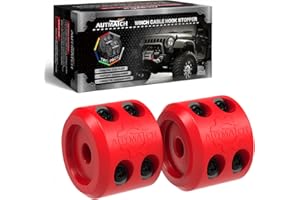 AUTMATCH Winch Cable Hook Stopper (2 Pack), Silicone Rubber Winch Stopper for Wire & Synthetic Rope, Winch Line ATV UTV, Shock Absorbent, Prevent Pulling Bounce and Abrasion, Red