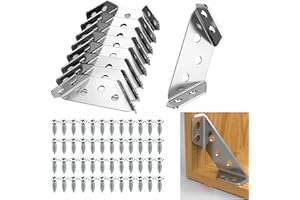 Xmart 30 pièces Support de Connecteur Trapézoïdaux Épaisseur 1,6 mm Support D'angle Triangulaires Connexion Acier Inoxydable Connecteur D'angle de Meuble pour la Fixation et la Réparation de Meubles