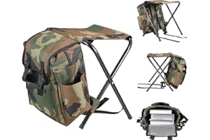 DOEDOEFONG Chaise de Camping Pliante avec Sac Isotherme -Tabouret de Camping Sac de Peche, Chaise de Pêche Légère - Siège Pliable Compact avec Dossier et Poignée - pour Camping, Pêche, Chasse, Randonnée