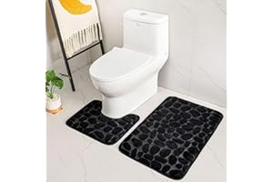 ELE ELEOPTION Eleoption – Lot de 2 tapis de bain antidérapants en mousse à mémoire de forme respirante, doux et confortables, absorbants l'eau, pour salle de bain, tapis de bain antidérapant