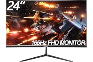 ‎GAWFOLK Gawfolk Gaming Monitor 24 Zoll Curved 165Hz/144Hz PC Monitor Full HD 1080P, Rahmenloses 2800R Computer Bildschirm mit Eye-Care Technologie, VA Display, HDMI, DP, VESA Wandmontage