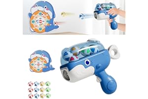 EMBOSOMITR Whale Ball Launcher Toy for Kids - Sticky Ball Gun with 12 Suction Cup Darts, Indoor Safe Sports Game for Boys & Girls Ages 4 5 6 7 8 Year Old, Fun Party Gifts (BLUE)