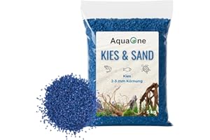 AquaOne Gravier d'aquarium - 5 kg - Substrat noir clair multicolore - Fin - Moyen - Gravier d'aquarium - Qualité supérieure - Sable de quartz - Gravier décoratif d'aquarium (bleu 2-3 mm)