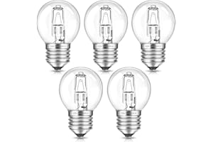 SCNNC E27 G45 lampe 42W Dimmbar 230V, Birne G45 E27 Warmweiß 2700K Leuchtmittel Globe Lampe E27 Klar für Deckenleuchte, Wandlampe, Stehlampe, 5 Stück