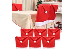 TATAFUN Christmas Santa Hat Chair Covers for Dining Room Kitchen Party Decoration - Festive Accessories (Set of 4) (6)