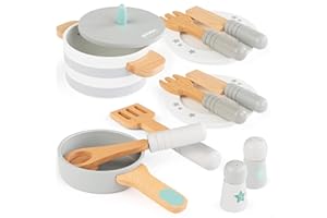 WOOMAX 49328 49328-Woomax-Set Töpfe und Pfannen aus Holz + 24 m, bunt, normal