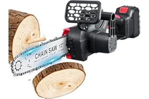 WZTO Mini Chainsaw Cordless 12inch, 21V Brushless Cordless Chainsaw with 3000mAh Battery, Electric Battery Chainsa𝘄 with 2 Chains, 4500RPM Handheld Chain Saw for Wood Cutting Tree Trimming