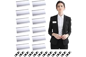 CATELL 12 Stück Magnetische Namensschilder Magnet Aluminium Namensschilder Transparente Metall Namensschild mit 3 Starkem Magnet für Ausweishalter Namensschildhalter Kleidung Display-Etiketten (72*32 mm)