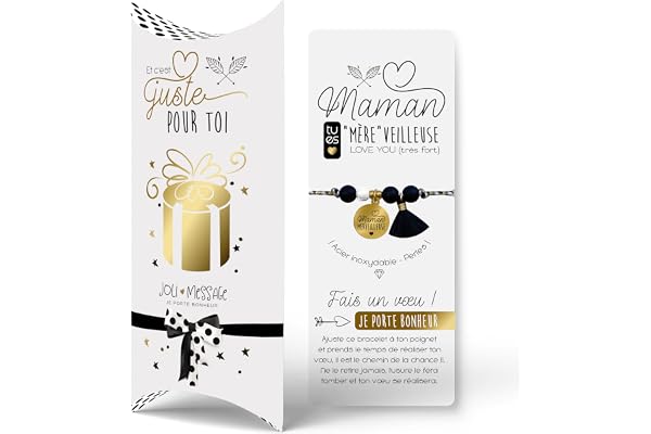 Cadeau prêt à offrir | BRACELET GRAVÉ porte bonheur 1 tour et sa carte | Cadeau pour toute la famille | Idée cadeau ORIGINAL et PAS CHER | NOËL, FÊTE, ANNIVERSAIRE - Boite cadeau OFFERTE