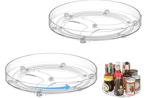 Radikor 2 Stück Drehteller Kühlschrank Organizer, 360° Lazy Susan Drehbares Gewürzregal, 23cm Küche Drehteller Organizer, Kunststoff Drehplatte Rund für Gewürzen, Flaschen, Kosmetika