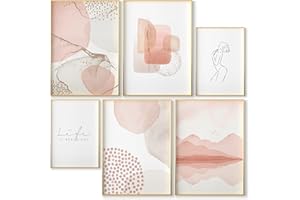 OHBIMBA - Laminas Decorativas Pared | Laminas para Cuadros Decoracion Salon Modernos | Laminas para enmarcar | Cuadros Decoracion dormitorios SIN Marcos | Tamaño 4xA3 y 2xA4 (Abstracto Rosa Claro)